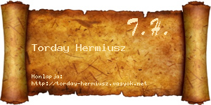 Torday Hermiusz névjegykártya